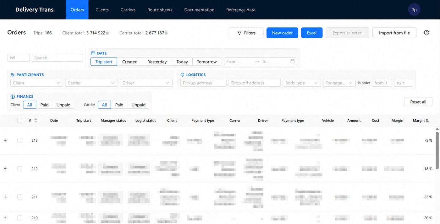 Delivery Trans - a CRM for freight logistics