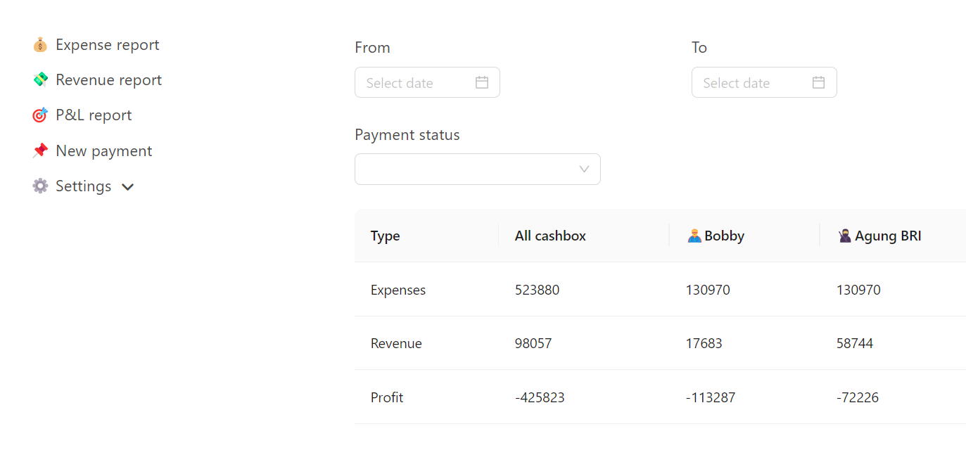 Income and expense tracking app